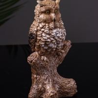 Статуэтка "Филин на ветке" 14 см, цвет коричневый