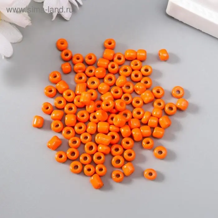 Бисер круглый 6/0 "Оранжевый" 20 гр