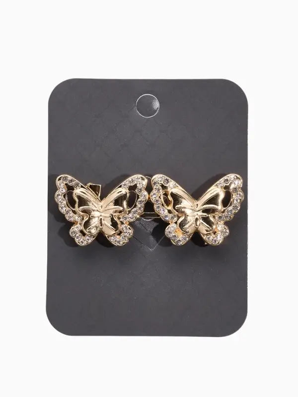 Зажим для кардигана "Ажур", бабочка, искра, цвет белый в золоте