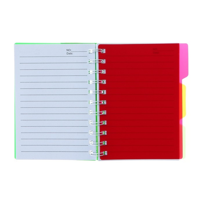 Блокнот на гребне А6, 100 листов, линия, обложка пластик, с разделителями, Ассорти МИКС