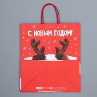Пакет подарочный новогодний крафтовый &laquo;Олень ты&raquo;, 28 х 32 х 15 см
