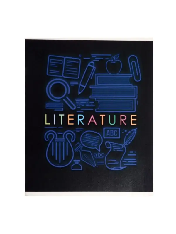 Тетрадь предметная 48 листов в линейку Calligrata, &laquo;СуперНеон. Литература&raquo;, обложка мелованный картон