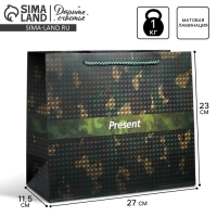 Пакет подарочный ламинированный горизонтальный, упаковка, &laquo;С 23 февраля&raquo;, ML 27 х 23 х 11.5 см