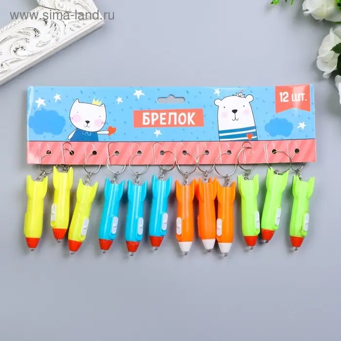 Фонарик свет на кольце "Ракета" мигает МИКС 7х2х2 см