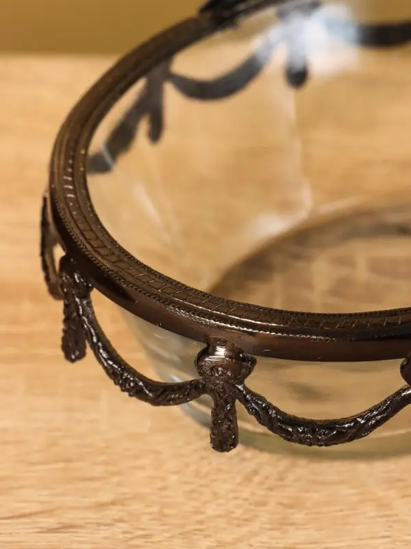 Стеклянная ваза с ручкой &laquo;Богемия&raquo;, 14.5&times;13.5&times;11.5 см, стекло, латунь