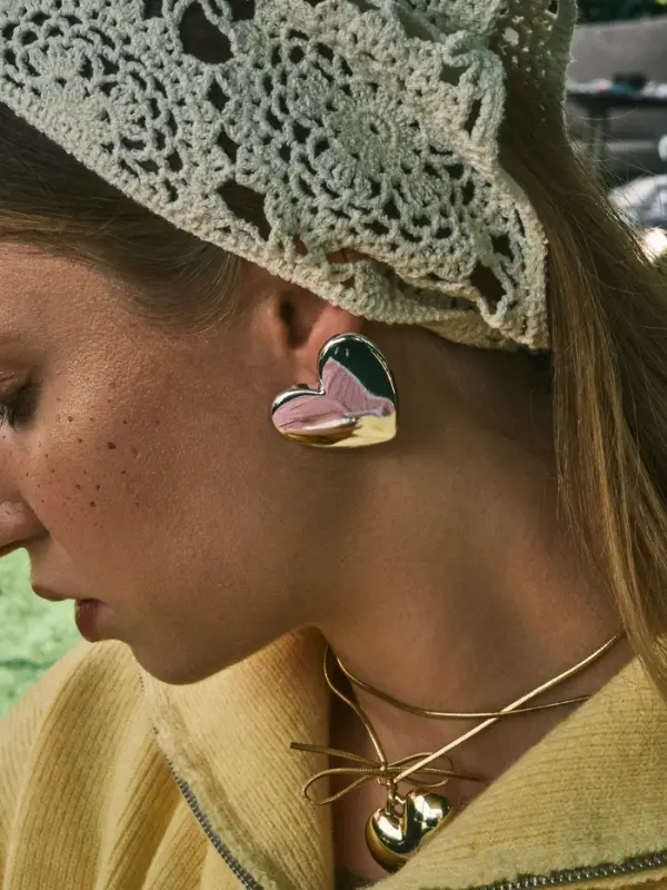 Серьги пластик "Сердце", цвет серебро