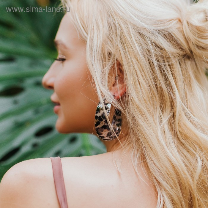 Серьги-кольца &laquo;Танзания&raquo; тёмный леопард, d=5,5, цветные