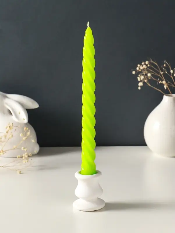 Набор свечей витых, 2,3х 24,5 см, 5 ч, 50 г, 4 штуки, зелёный