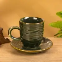 Чашка с блюдцем &laquo;Флора 2&raquo;, 13&times;13&times;9 см, керамика, зелёная