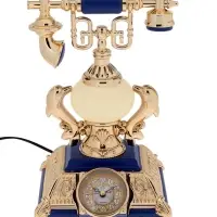 Часы-светильник "Ретро телефон", синий, с будильником, 28.5 х 18 х 18 см
