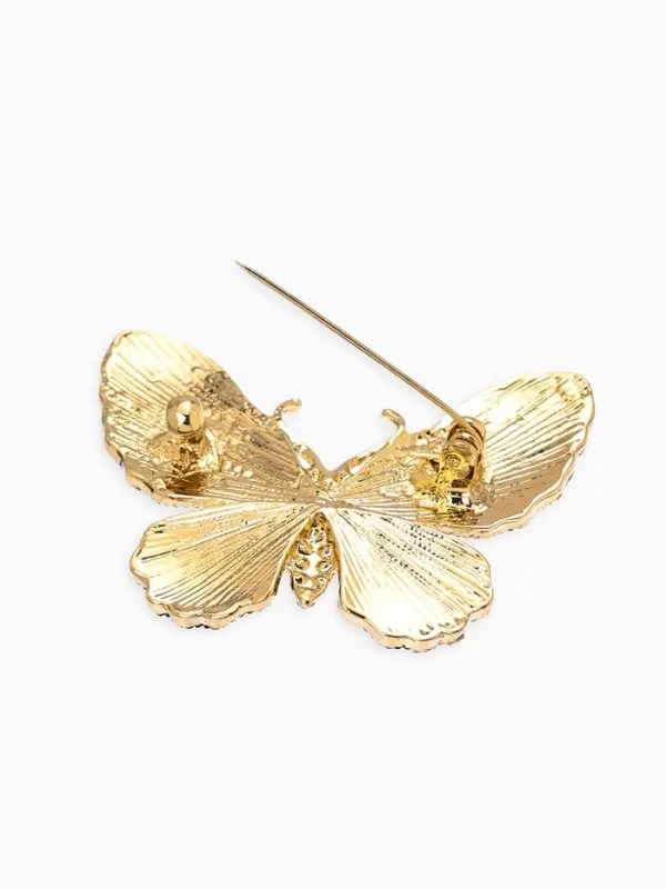 Брошь "Бабочка" матовая, в жилки, цвет чёрный в золоте