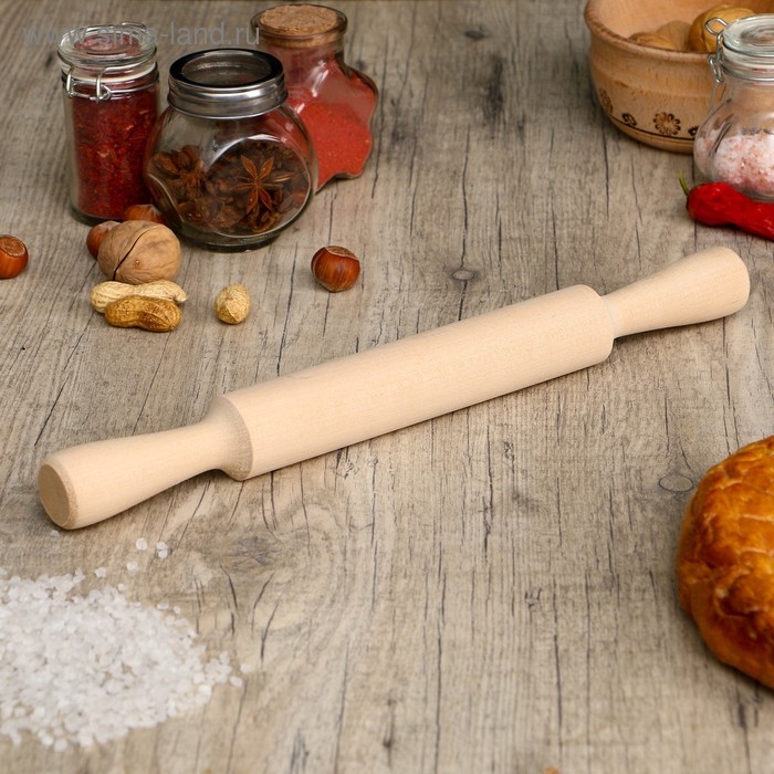 Скалка с ручками,  берёза, 35&times;3,5 см