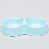 Миска двойная "Мур-мяу" 22,5 см х 13 см х 6 см, 0,2 л, голубой