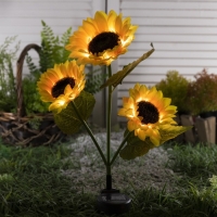 Садовый светильник на солнечной батарее &laquo;Подсолнухи&raquo;, 70 см, 30 LED, свечение тёплое белое