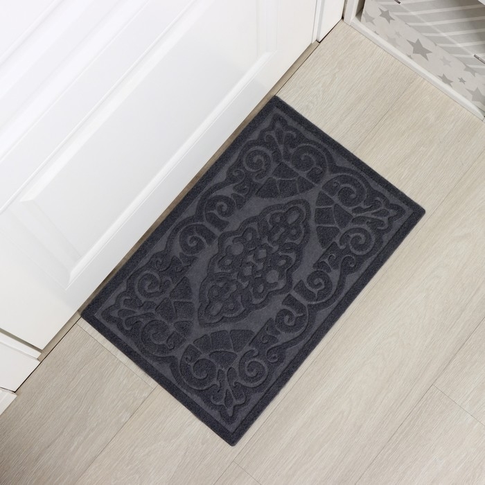 Коврик влаговпитывающий придверный без окантовки Доляна &laquo;Восточная сказка&raquo;, 40&times;60 см, цвет серый