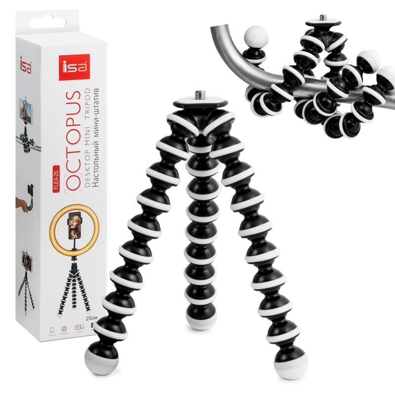 Мини-штатив FLEX-25 ISA 2в1 (для телефона и фотоаппарата) (100 шт/кор)