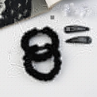 Набор для волос "Глория нежность" (2 резинки 5,5 см, 2 невидимки 5 см) чёрный