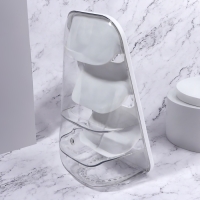 Органайзер для хранения косметических принадлежностей, 3 секции, 16,2 &times; 13,5 &times; 33,5 см, цвет белый/прозрачный