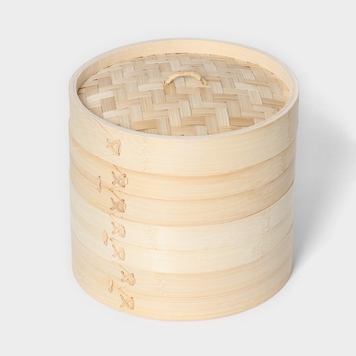 Пароварка Доляна &laquo;Восточная кухня&raquo;, 3 этажа, d=21 см, бамбук