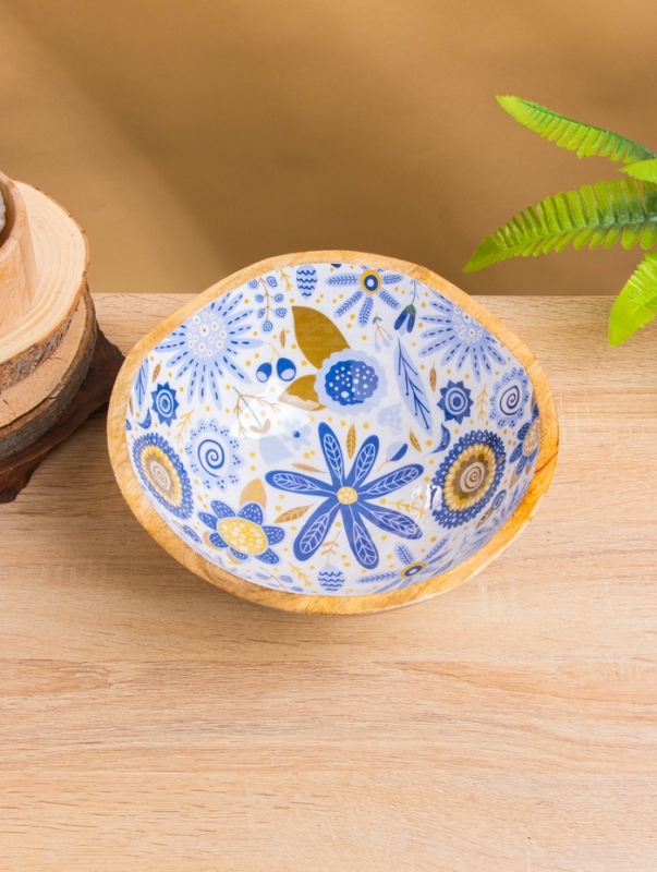 Салатник "Васильки" дерево манго 23х23х10,5 см