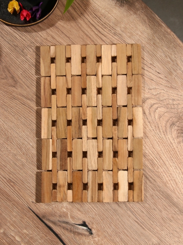 Коврик из тикового дерева, 30х20х0,7 см