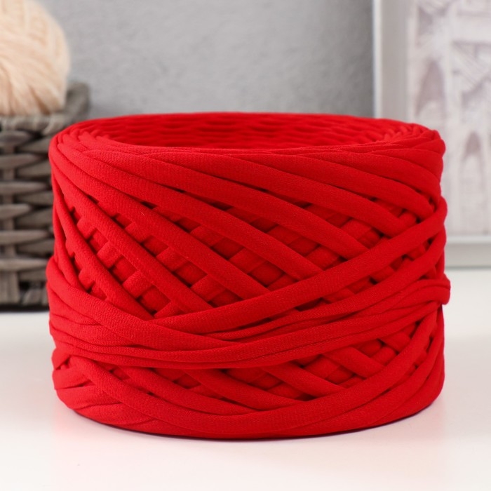 Трикотажная пряжа, ширина 7-9 мм, 100м/295 гр&plusmn;10% (09 - красный)