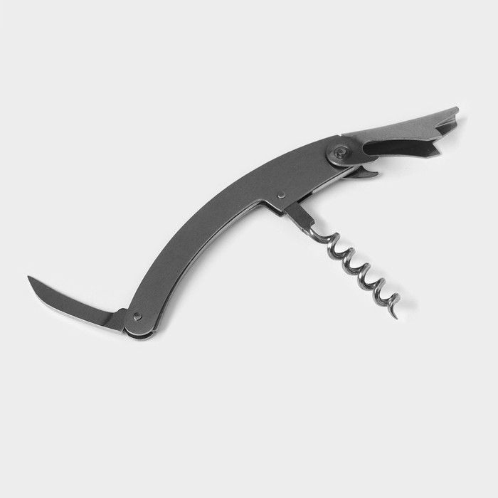 Набор для вина в кейсе Доляна &laquo;Бутылка&raquo;, 5 предметов: пробка, кольцо, каплеуловитель, штопор, нож для срезания фольги