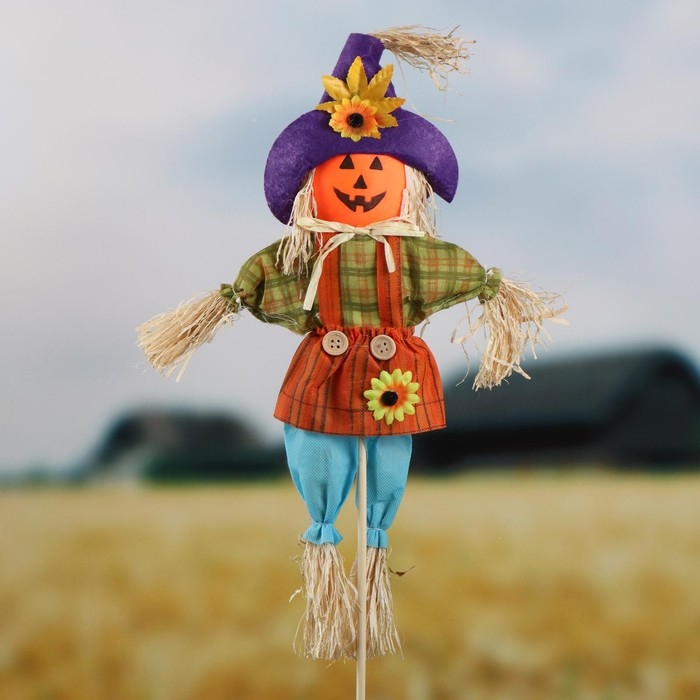 Огородное пугало &laquo;Тыква&raquo;, h = 80 см, МИКС, Greengo