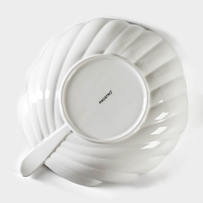 Салатник фарфоровый Magistro &laquo;Лист Бланш&raquo;, 1,2 л, d=27,5 см, цвет белый