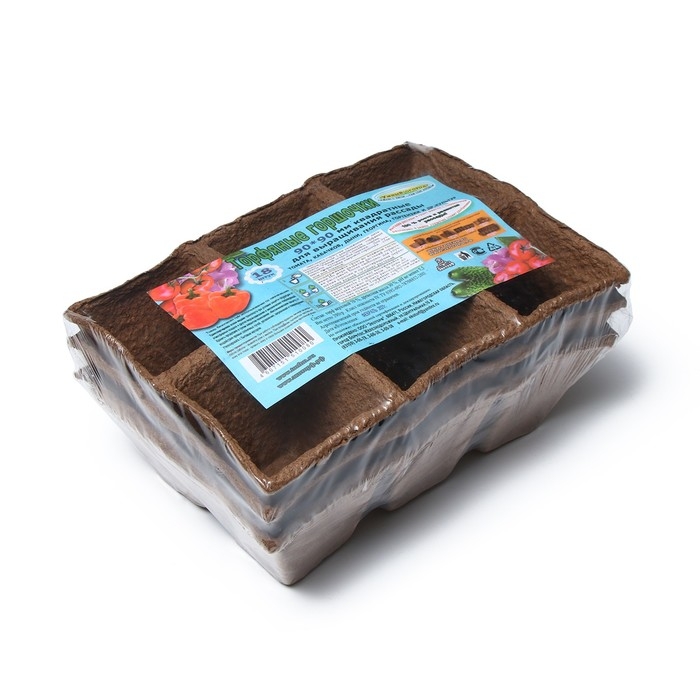 Торфяная кассета, 6 ячеек по 400 мл, 9 &times; 9 см, набор 3 шт., &laquo;Умный город&raquo;