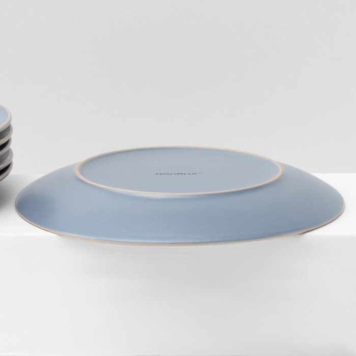 Набор тарелок керамических Доляна &laquo;Ваниль&raquo;, 18 предметов: 6 тарелок d=19 см, 6 тарелок d=27 см, 6 мисок d=19 см, цвет голубой