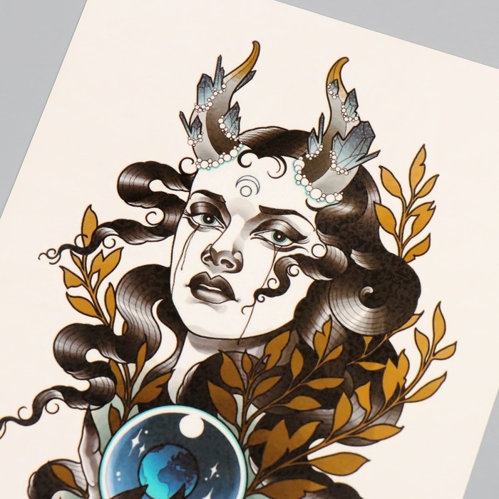 Татуировка на тело цветная "Признанная Луной" 26,1х14,6 см