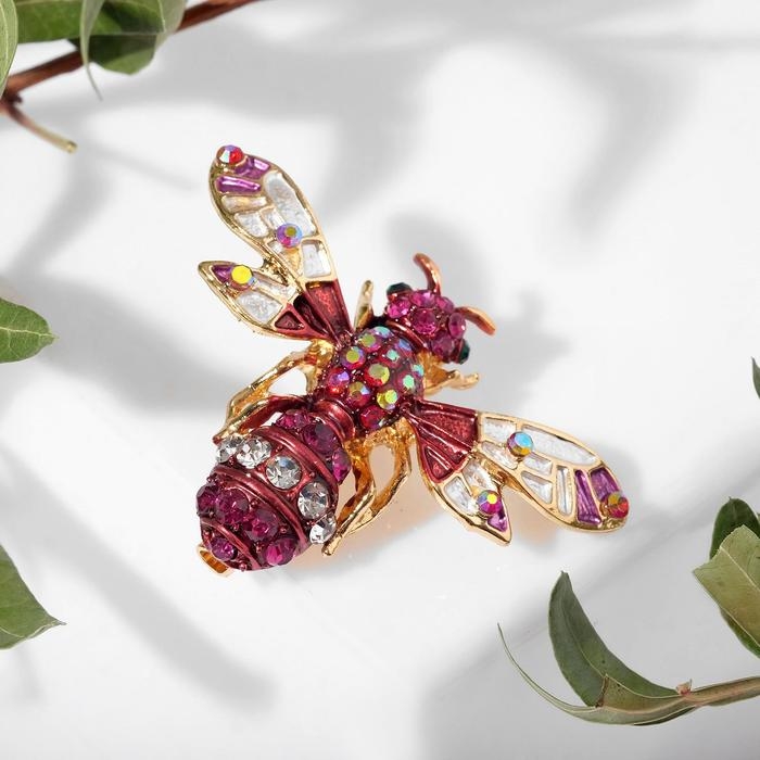 Брошь &laquo;Оса&raquo;, цвет фиолетовый в золоте