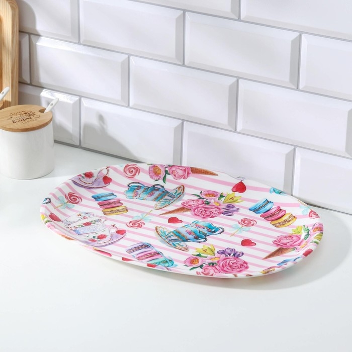 Поднос пластиковый &laquo;Сладости&raquo;, 38&times;28&times;2,5 см, цвет МИКС