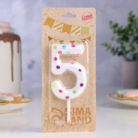 Свеча в торт на день рождения &laquo;Конфетти&raquo;, цифра "5" , ГИГАНТ, 9 см