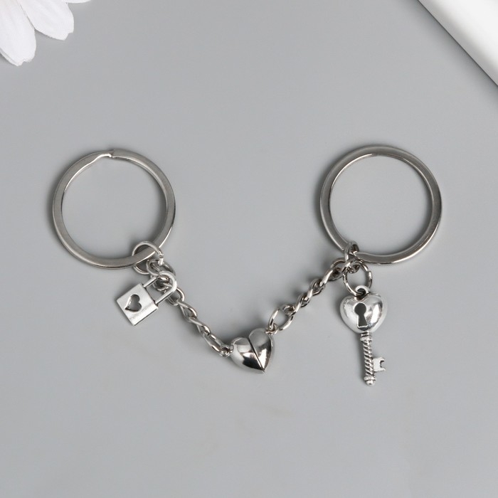 Брелок металл 2в1 "Замочек и ключик"