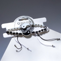 Браслеты &laquo;Неразлучники&raquo; инь-ян, блеск, цвет чёрно-белый, 7см