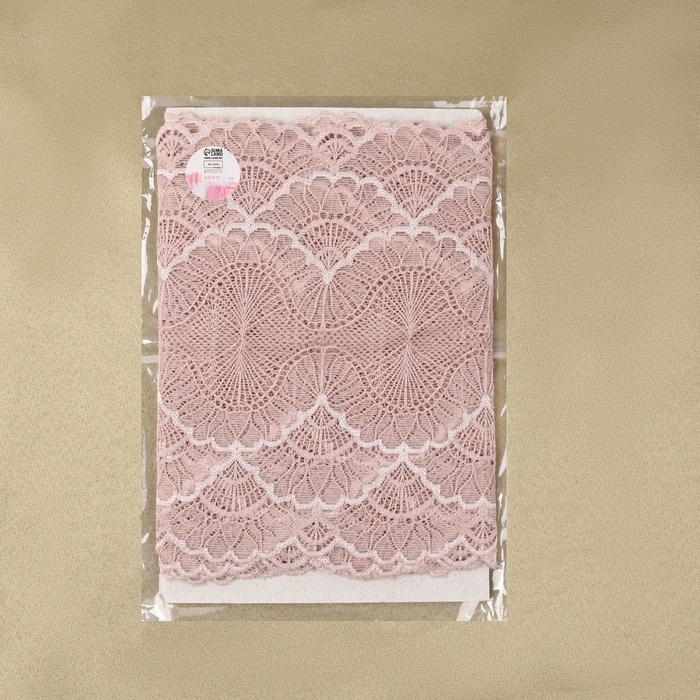 Кружевная эластичная ткань, 180 мм &times; 2,7 &plusmn; 0,5 м, цвет розово-бежевый