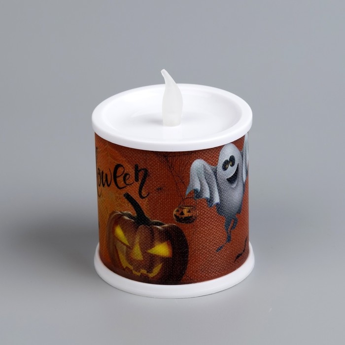 Светодиодная фигура &laquo;Свеча с призраком&raquo; 7.5 &times; 10 &times; 7.5 см, пластик, батарейки AG13х3 (в комплекте), свечение тёплое белое