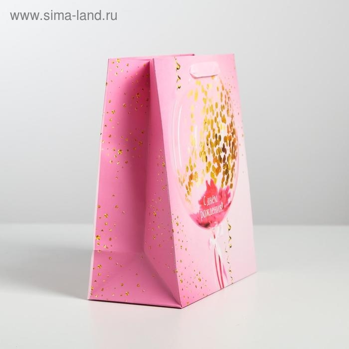 Пакет подарочный ламинированный вертикальный, упаковка, &laquo;С Днем Рождения!&raquo;, ML 23 х 27 х 11,5 см