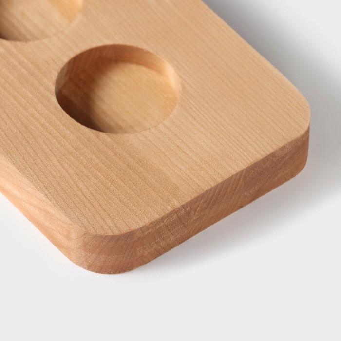 Доска для подачи с ручкой, 35&times;9&times;1,8 см, на 4 шота, диаметр ячеек 3,9 см,с пропиткой, берёза