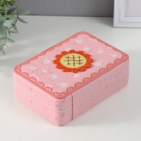 Шкатулка кожзам для украшений "Оранжевый подсолнух на розовом" 11х16х5,5 см