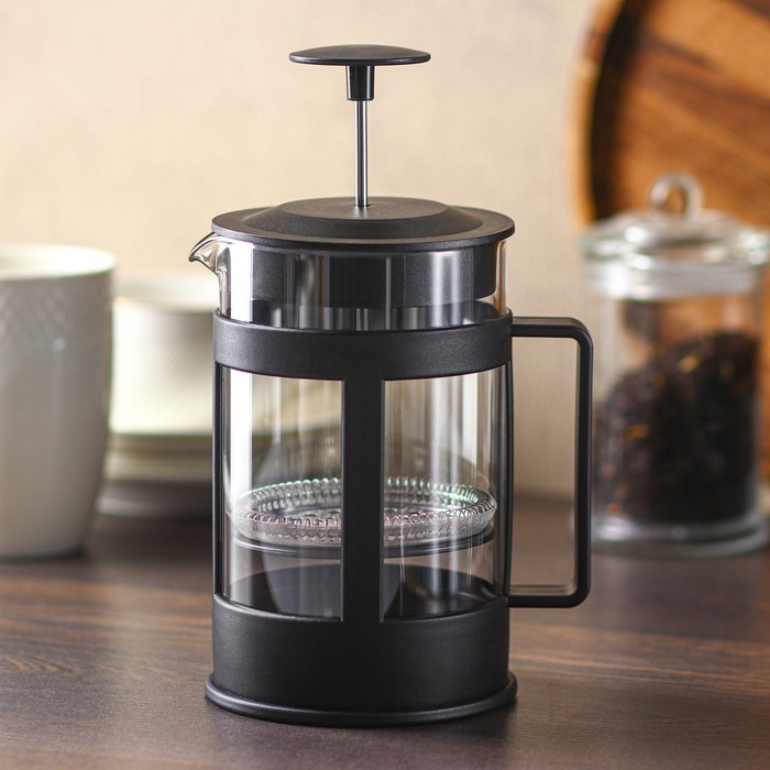 Чайник заварочный френч - пресс Доляна &laquo;Классика&raquo;, 800 мл, стекло, цвет чёрный