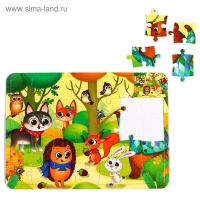 Пазл в рамке &laquo;Лесные зверята&raquo;, 34 детали + раскраска