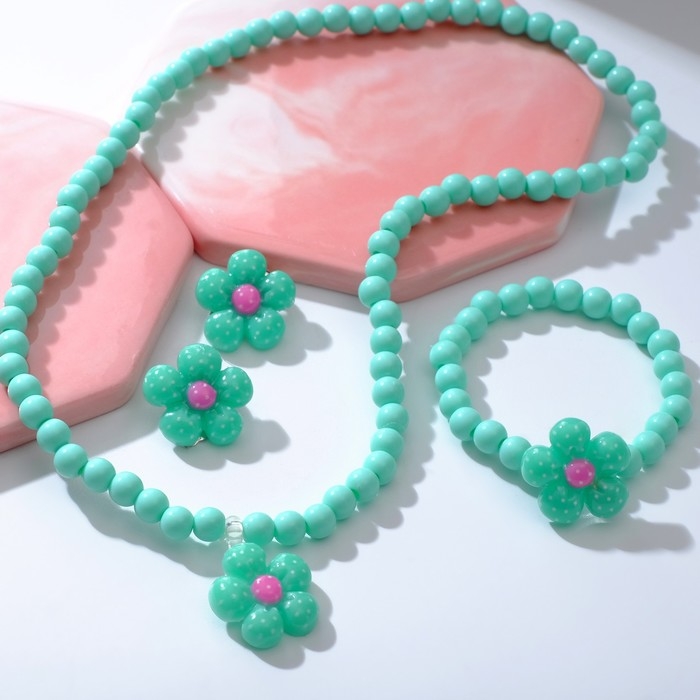 Набор детский &laquo;Выбражулька&raquo; 3 предмета: клипсы, кулон, браслет, цветок ромашки, цвета МИКС