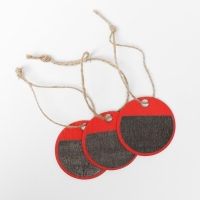 Меловой ценник бирка &laquo;Круг&raquo; на верёвке, 3 шт. в наборе, 4,5&times;4,5 см, цвет красный