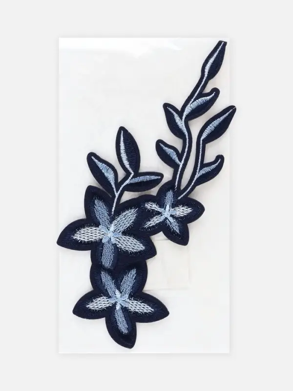 Термоаппликация &laquo;Цветы&raquo;, 20&times;9 см, серая, синяя