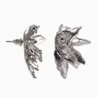 Серьги металл "Цветы половинки", цвет серебро