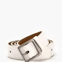 Ремень жен 05-01-02-01, Июнь2508, 3*0,3*110 см, без винта, пряж мат металл, 1 прокол, белый   109031