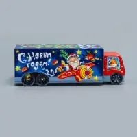 Подарочная коробка Новогодняя Фура &laquo;Новогодний пилотаж&raquo; с анимацией 36&times;15&times;10 см